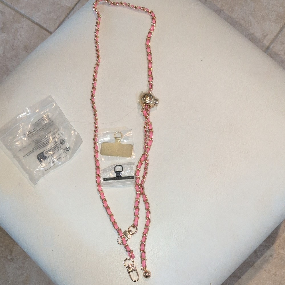 Pink And Gold Phone Crossbody Holder NWOT